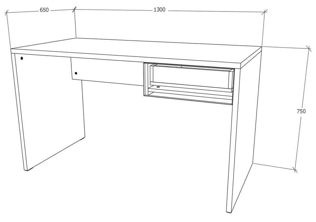 Birou haaus Napa, Alb, PAL 25mm, 130 x 65 x 75 cm