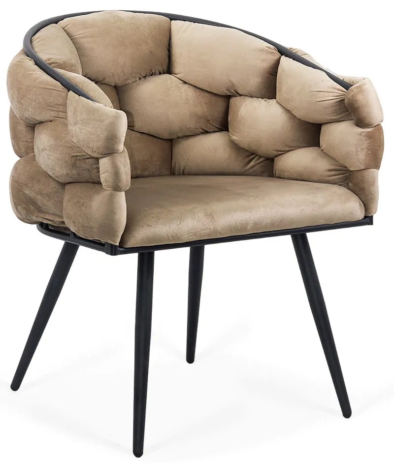 Scaun living modern din catifea si cadru metalic BUC 256 bej