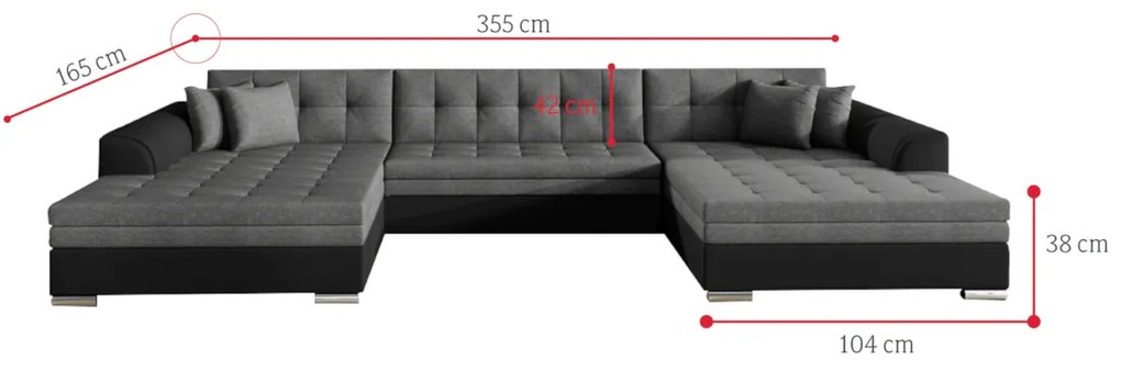 Supermobel Canapea extensibilă în formă de U VENTO, 355x80x165, Inari 100/soft 17