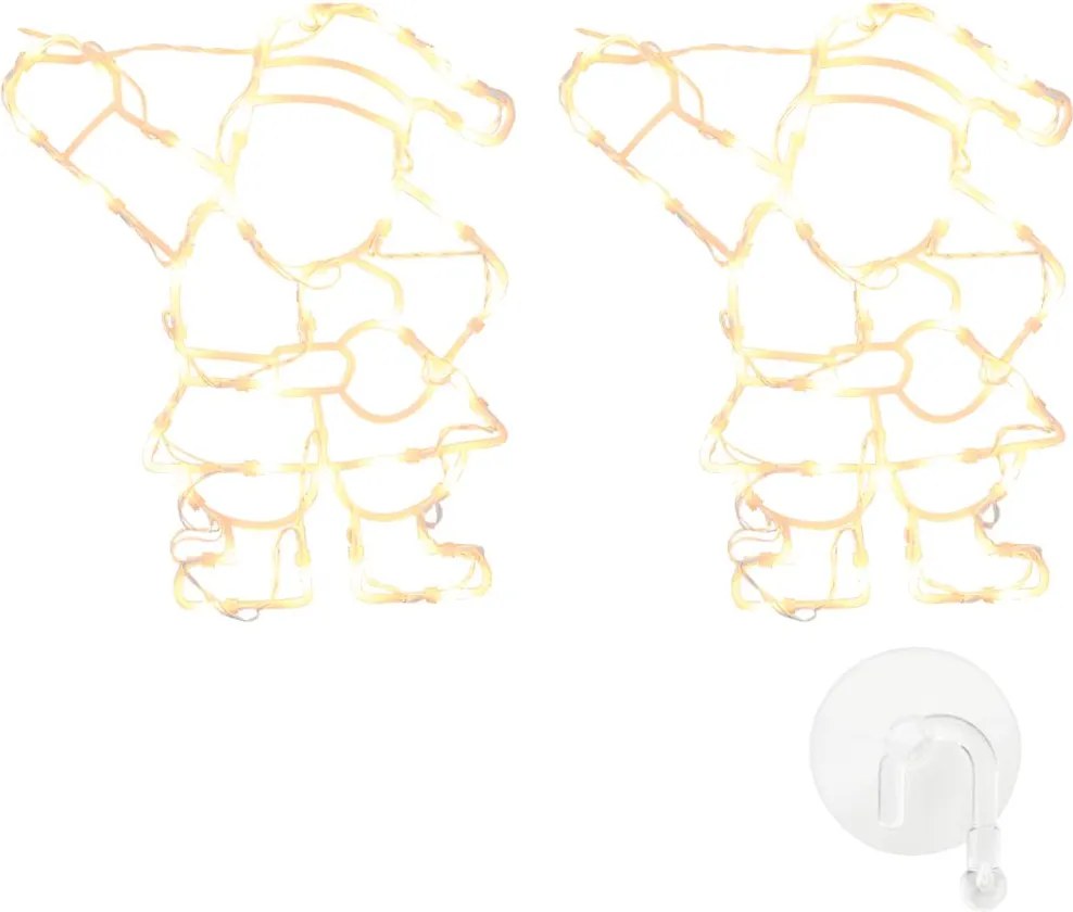 vidaXL Lumini de Crăciun Siluetă Moș Crăciun 2 buc 35 LED-uri Alb Cald