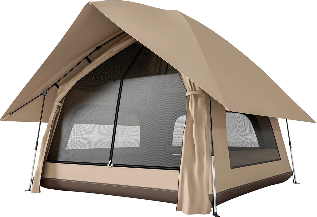Outsunny Cort pop-up pentru 2-3 persoane pliabil impermeabil 3000 mm cu geantă de transport 235x235x184 cm Kaki | Aosom Romania