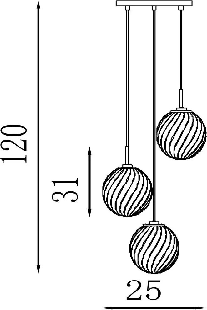 Lustra cu 3 pendule sticla colorata Whirl