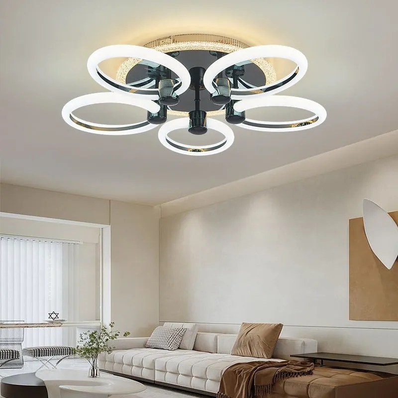 Lustra Led Cu Telecomanda, Elit's, Opal J, 136 w Intensitate Reglabila, RGB, NEGRU