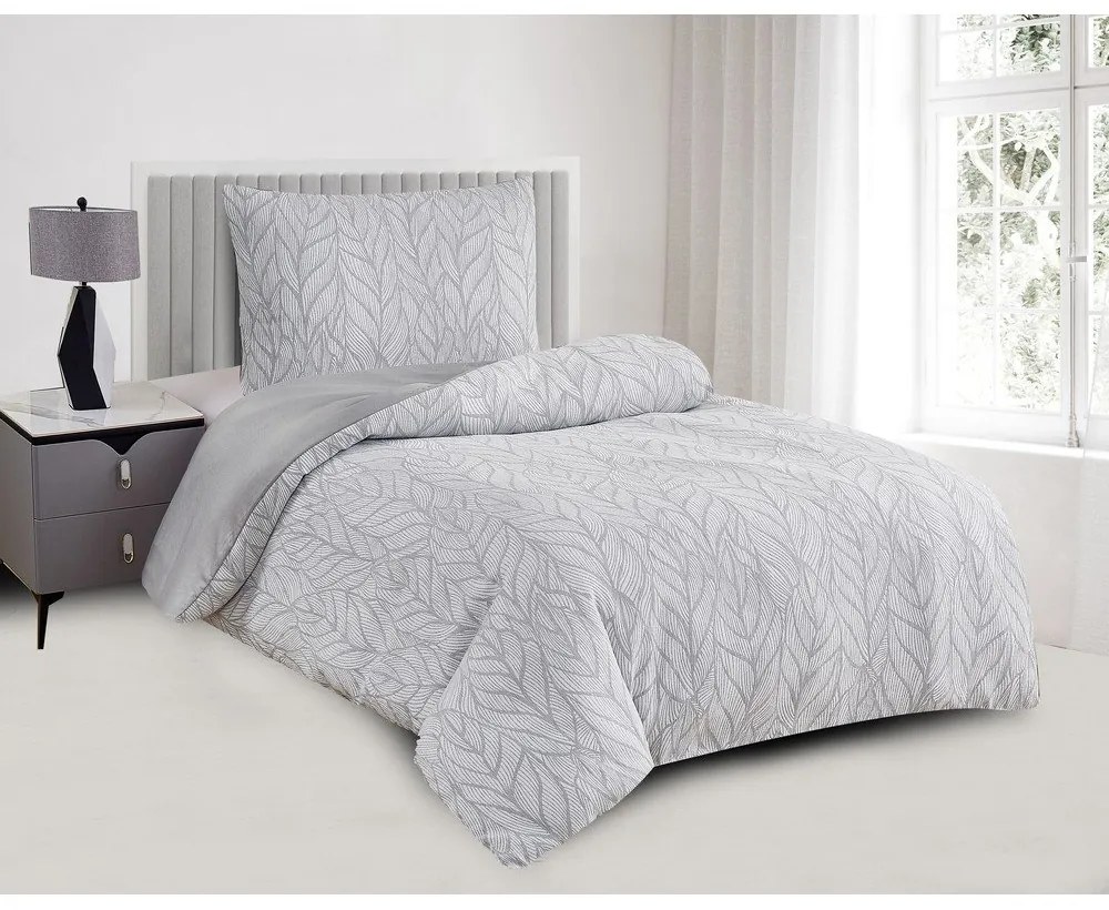 Lenjerie de pat gri din jacquard pentru pat de o persoană 140x200 cm Florida – My House