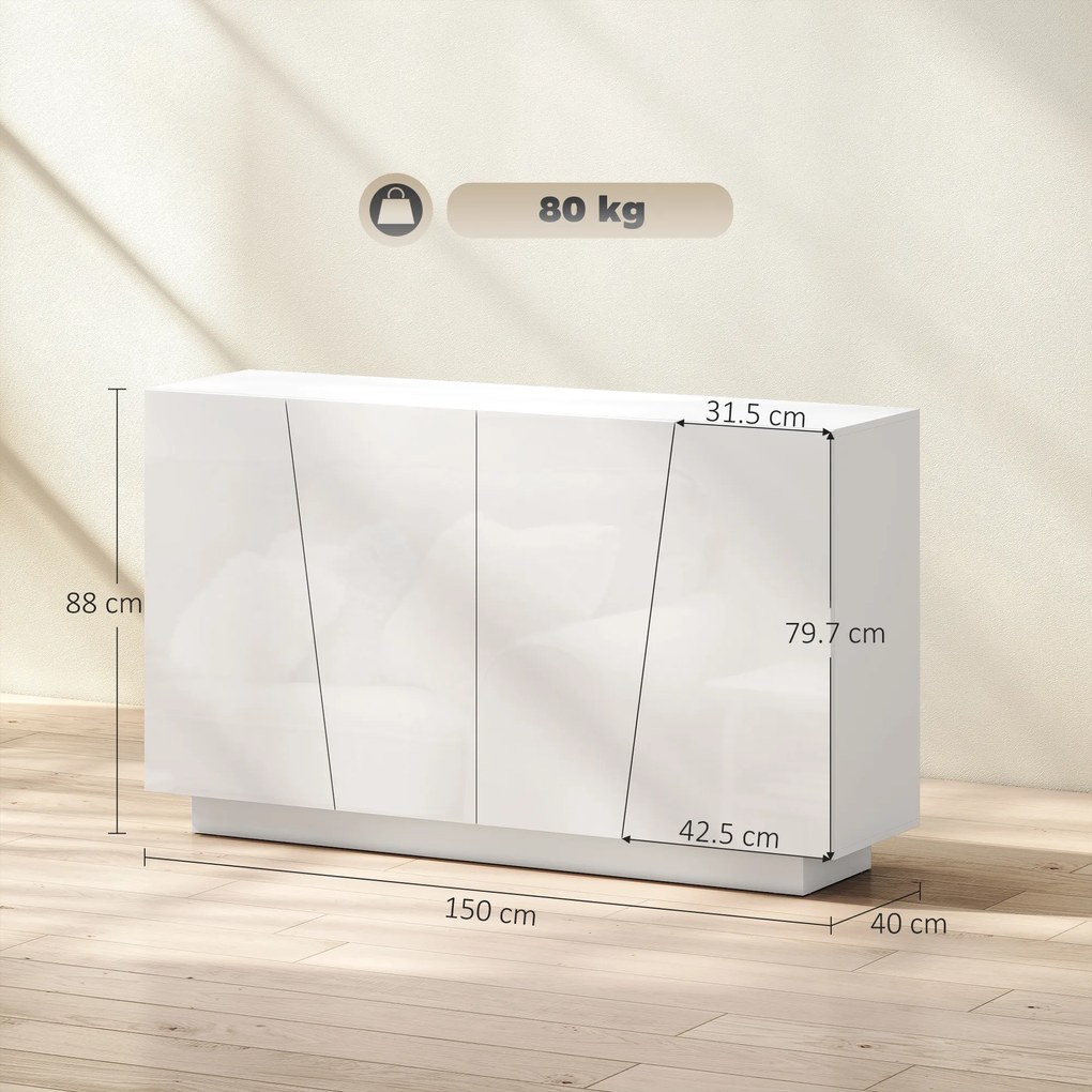 Dulap multifunctional HOMCOM cu 5 niveluri din PA alb cu polita reglabila pe 3 niveluri si baza inaltata, 150x40x88 cm | Aosom Romania