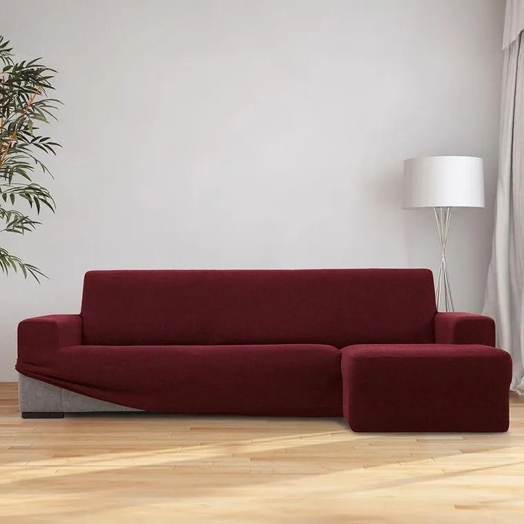 Nueva Textura Huse super elastice HARMONIA bordo canapea cu otoman dreapta (l. 210 - 320 cm)