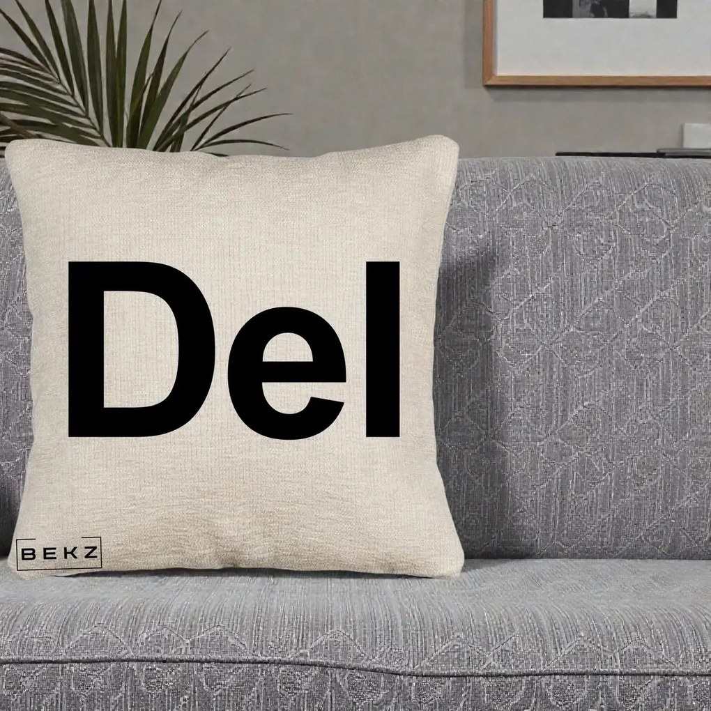 Perna Personalizata Tasta Del Tipografie Bold, 40x40 cm, Bej Canapea, Husa Detasabila, Perna Inclusa, BEKZ®