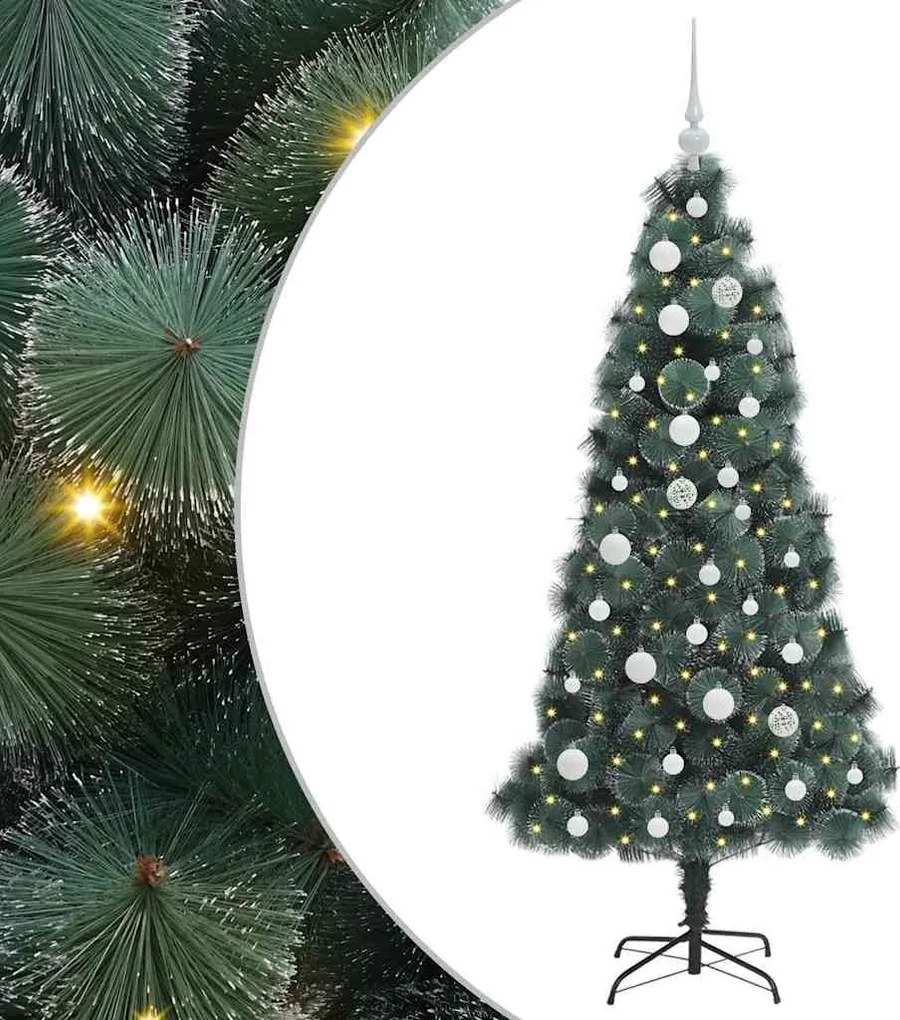 vidaXL Brad de Crăciun artificial pre-decorat cu set de bile 150 cm