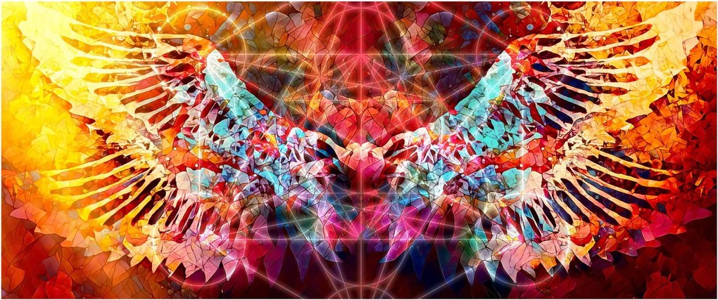 Tablou - Merkaba cu aripi, abstracție (120x50 cm)