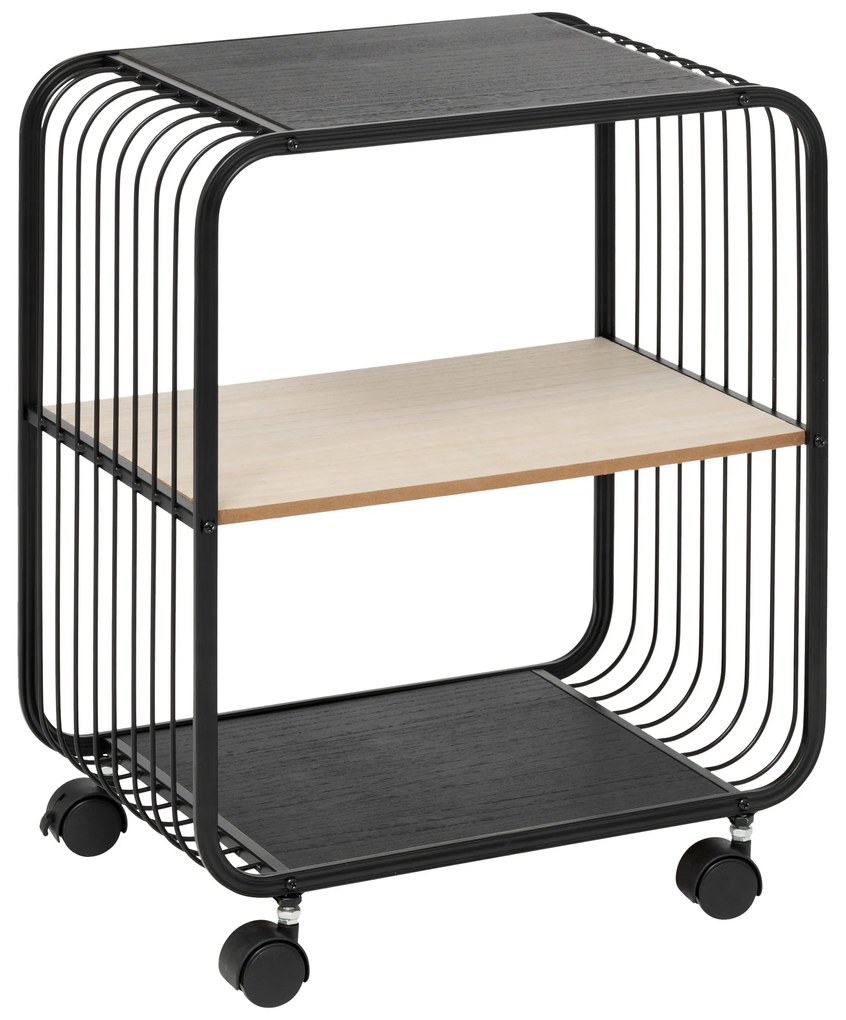 Raft mobil NOIR, 2 niveluri, metal, 43,3 x 28 x 53 cm