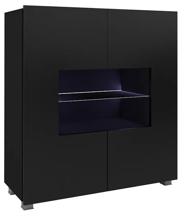 Expedo Comodă BRINICA, 100x107x35, negru/negru luciu