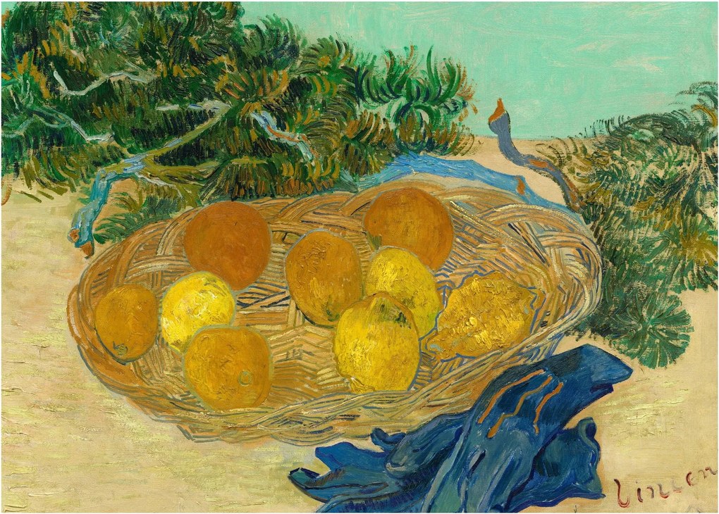 Tablou - Vincent van Gogh, Still Life of  Oranges and Lemons with  Blue Gloves, reproducere (70x50 cm)