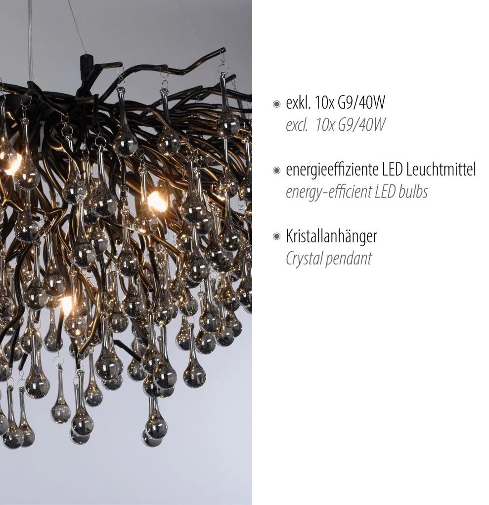 Lustra suspendata design magnific ICICLE negru, 50x100cm