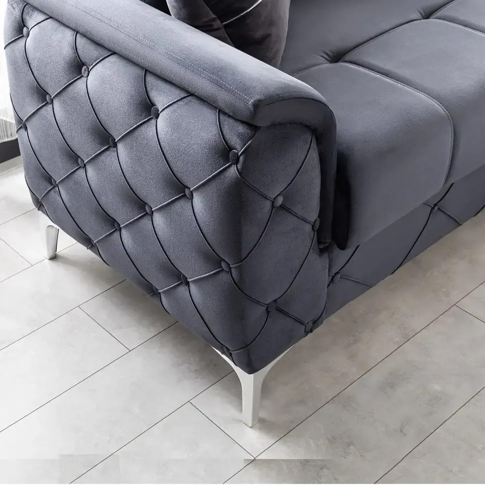 Canapea extensibila 3 locuri living 233x90x92 cm – stofa, gri antracit – Cuba