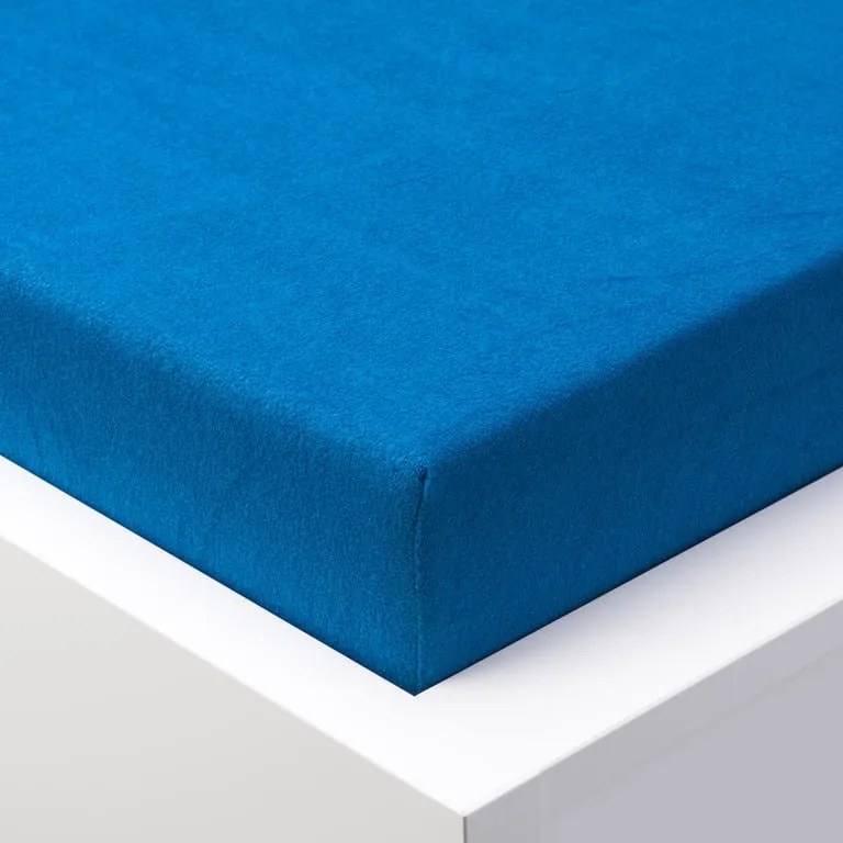 Cearşaf cu elastic frotir EXCLUSIVE de culoare albastru regal pat dublu
