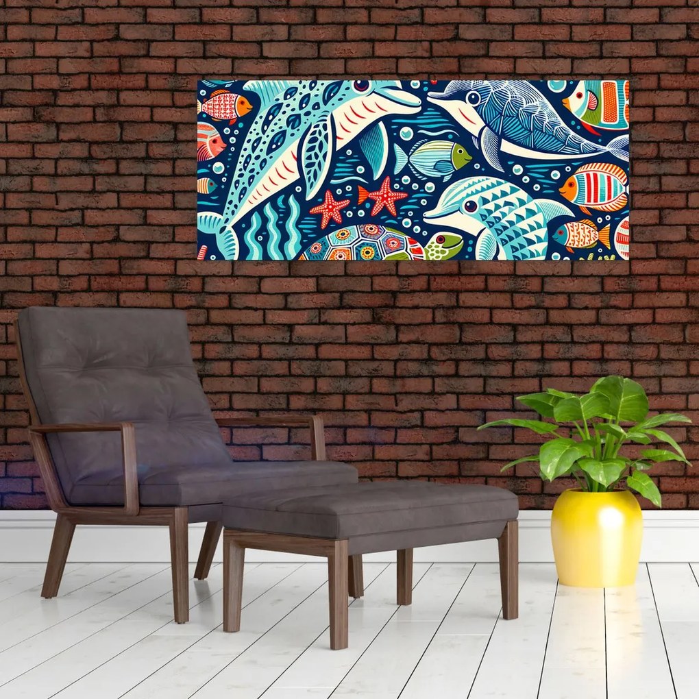 Tablou – Animale acvatice desenate (120x50 cm)