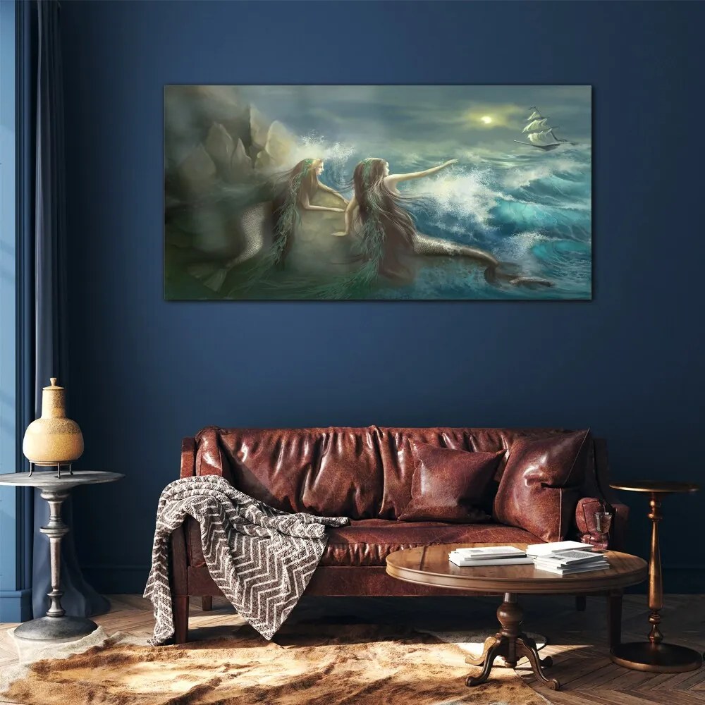 Tablou sticla Nava Syrena Ocean Burza