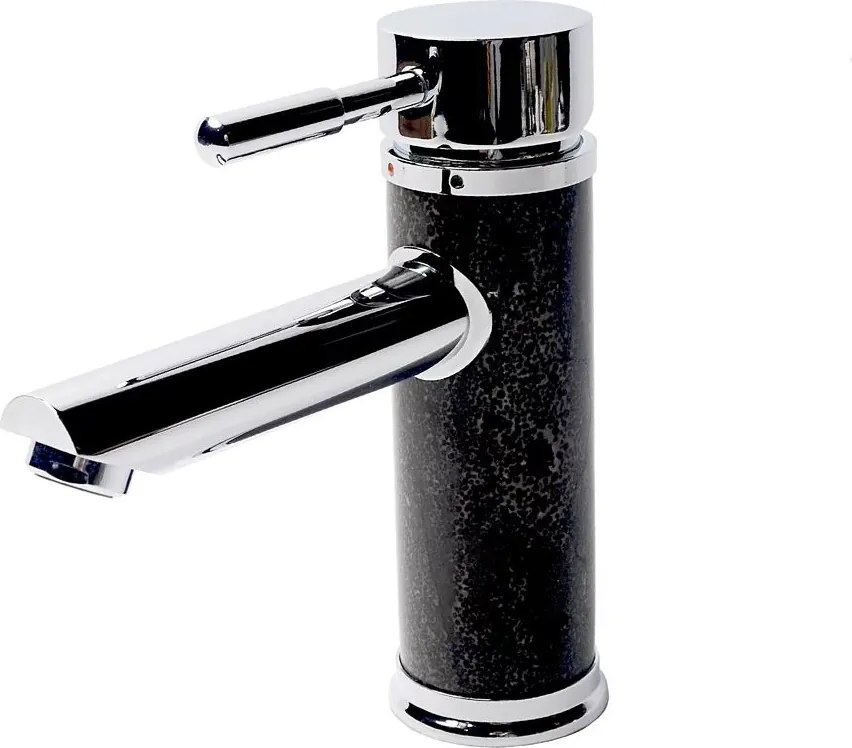 Baterie lavoar Inter Ceramic monocomanda finisaj crom-piatra naturala neagra