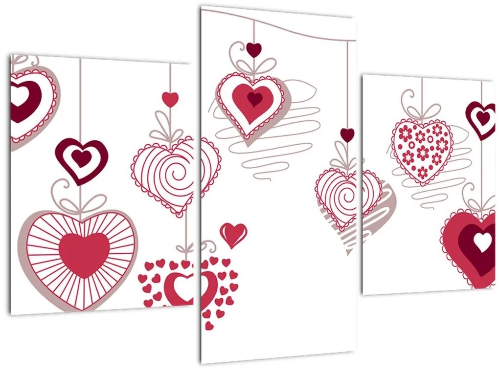 Tablou cu inimiore pictate (90x60 cm)