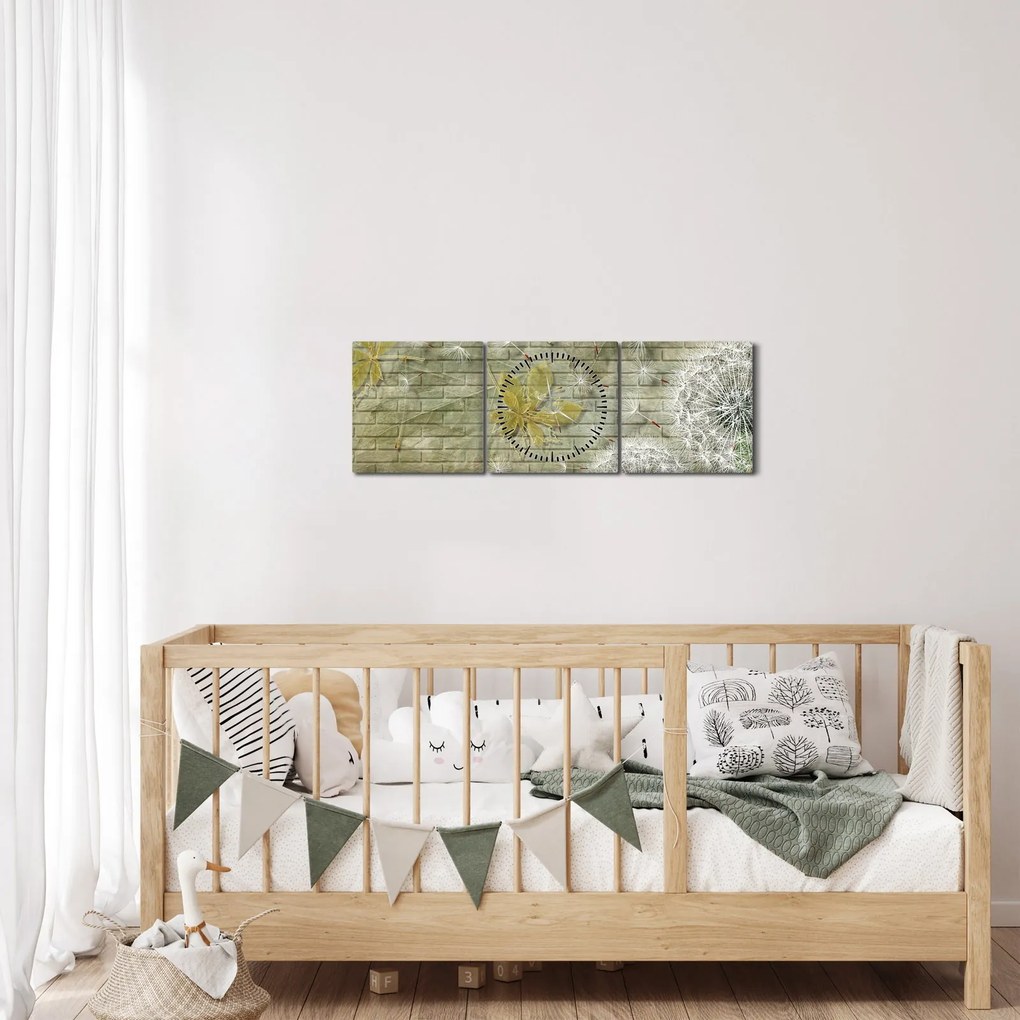 Tablou - Păpădii suflate de vânt (cu ceas) (90x30 cm)