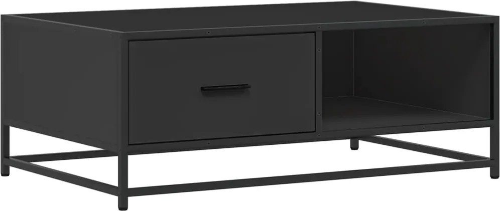vidaXL Măsuță de cafea, negru, 90x57x35 cm, lemn prelucrat și metal