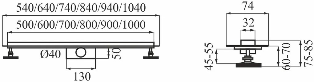 Rigola dus CALANI ECO360 SLIM crom 60