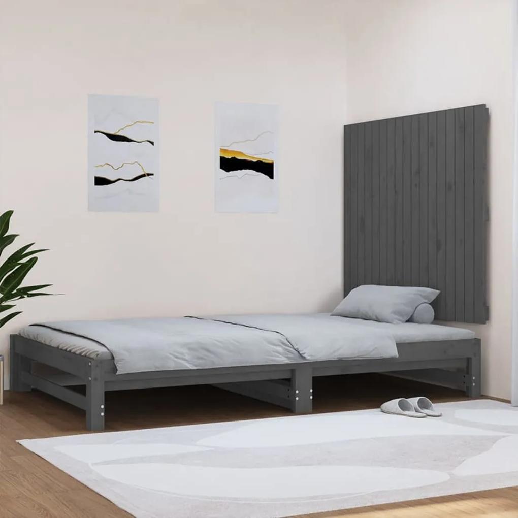 824875 vidaXL Tăblie de pat pentru perete, gri, 108x3x90 cm, lemn masiv pin