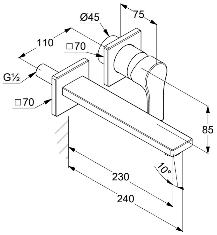 Baterie lavoar incastrata crom lucios, pipa 230 mm, Kludi Zenta SL 482450565 230 mm