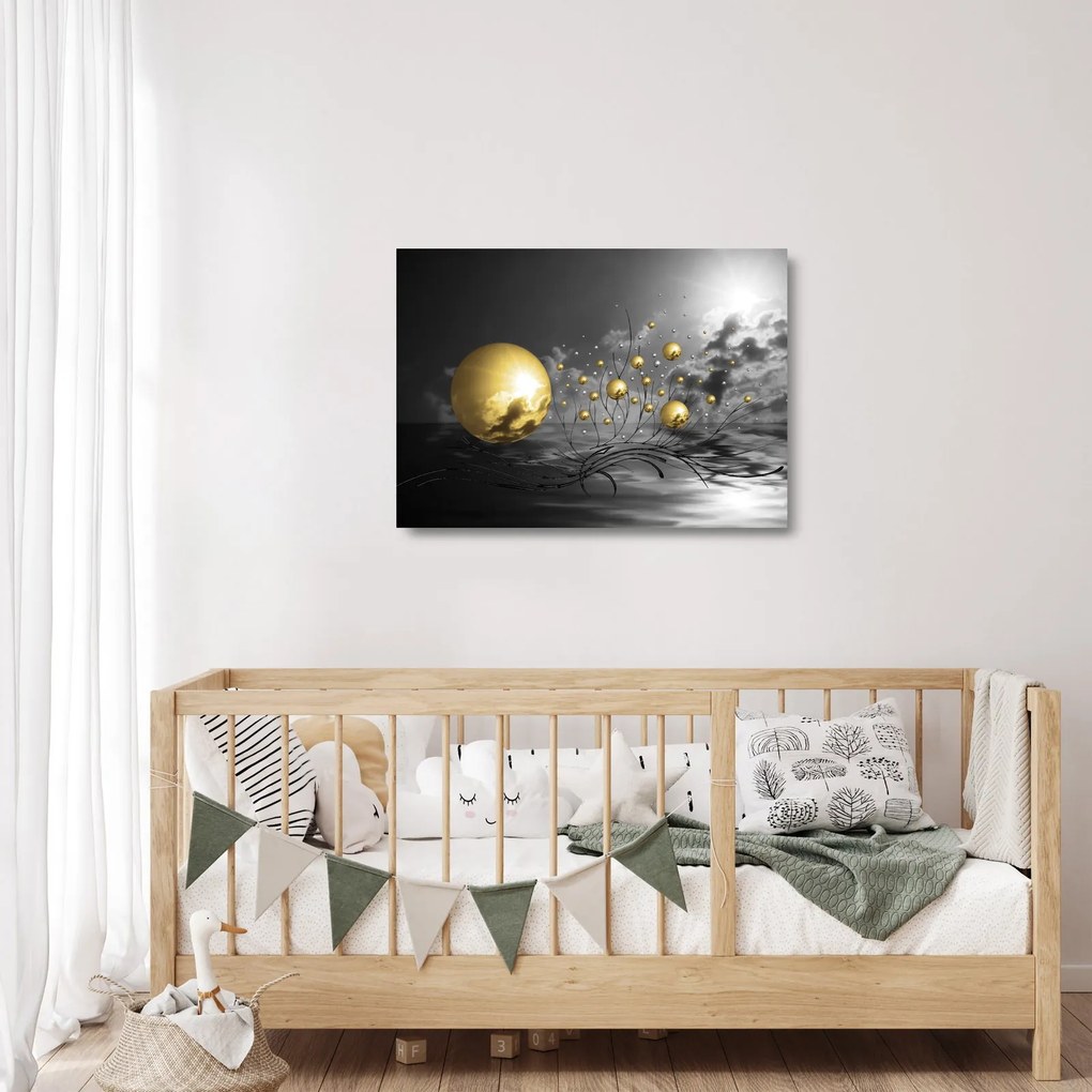 Tablou pe sticlă bilelor în ocru (70x50 cm)