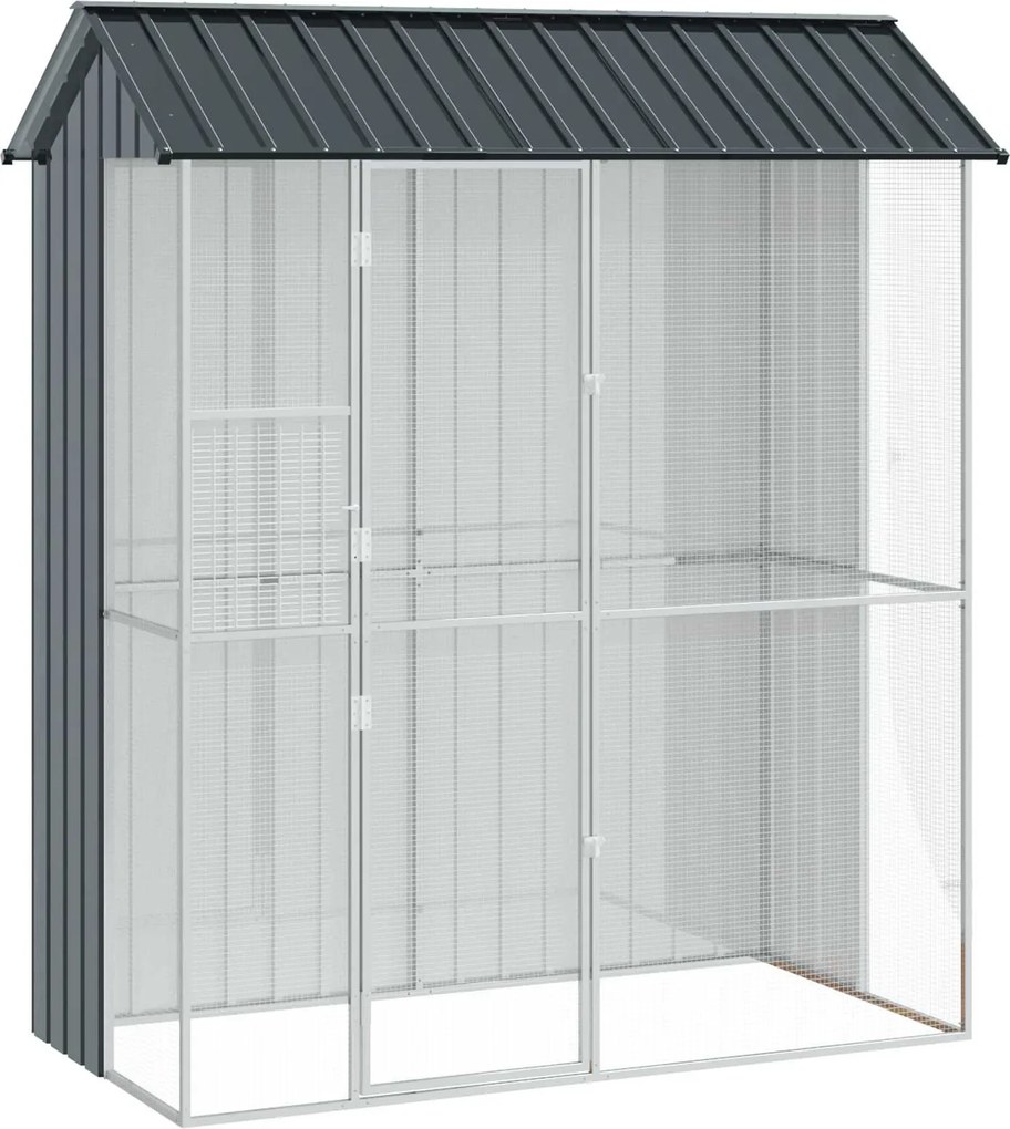 vidaXL Cușcă pentru păsări Antracit 215 x 110 x 247 cm Oțel Galvanizat