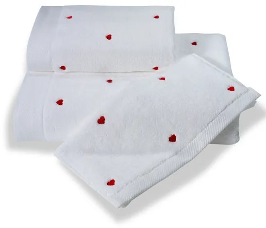 Prosop MICRO LOVE 50x100 cm Alb / inimioare lila