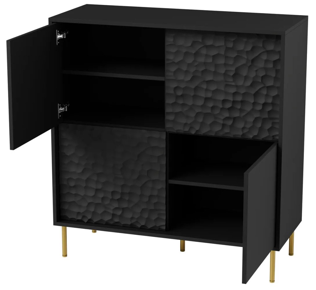 Comoda Bullet KM-2 L100 cm negru/auriu