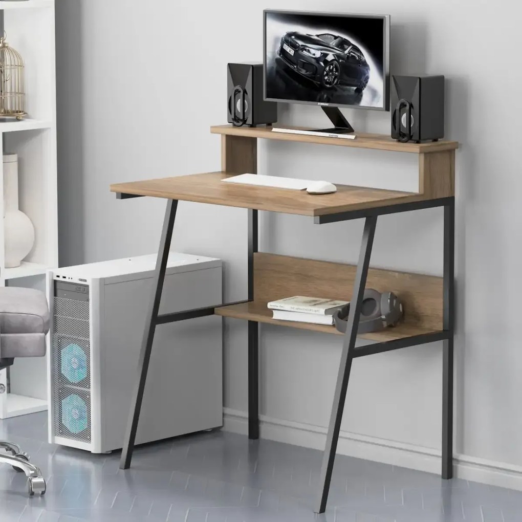 Birou/masa PC, Hodor Homs, nuc/negru,86x70x50 cm