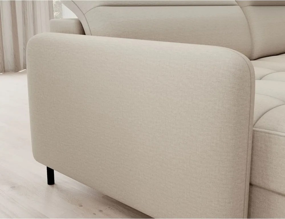 Colțar bej extensibil/cu spațiu de depozitare cu tapițerie din catifea (cu colț pe partea dreaptă/în formă de "U") Berrto – ELTAP