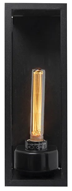 Lampă de perete exterioară modernă dreptunghiulară neagră cu sticlă - Rotterdam Long