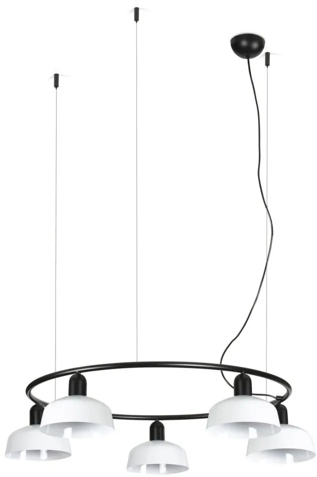 Lustra suspendata metal TATAWIN S 5L negru, alb