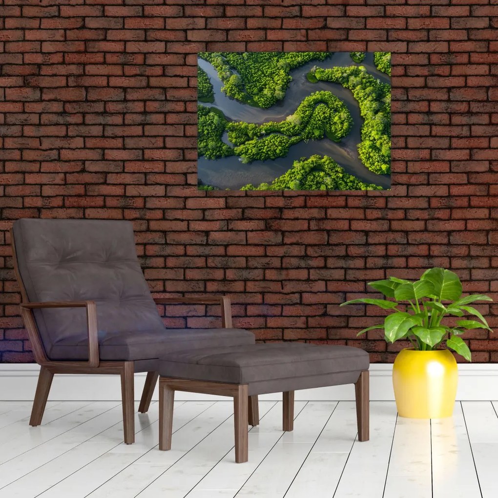 Tablou - Peisaj forestier cu râu (70x50 cm)