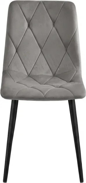 Scaun de catifea gri LIBRA SILVER GREY cu picioare negre
