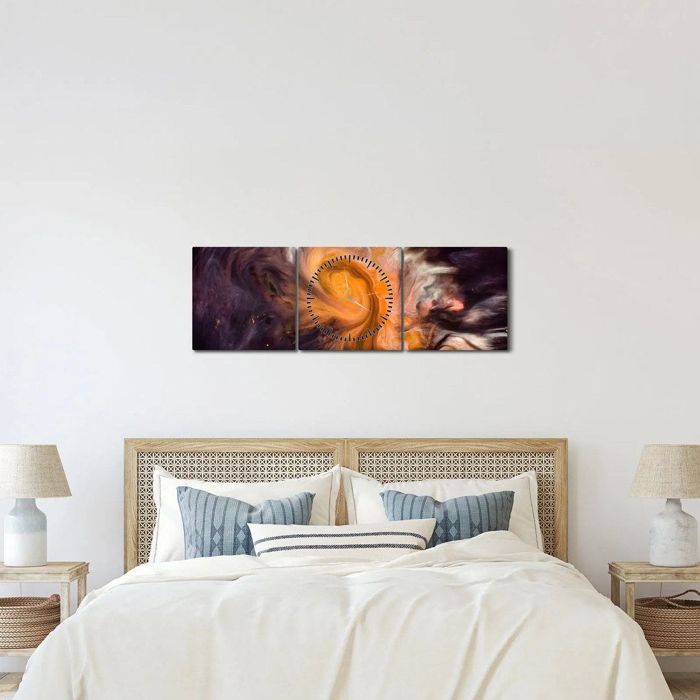 Tablou abstract - universul (cu ceas) (90x30 cm)
