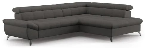 Canapea colțar extensibilă în L MARANO, dreapta, neagră