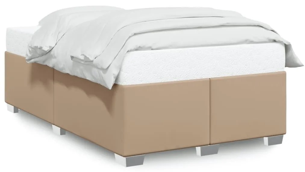 3284551 vidaXL Cadru de pat, cappuccino, 120x190 cm, piele ecologică