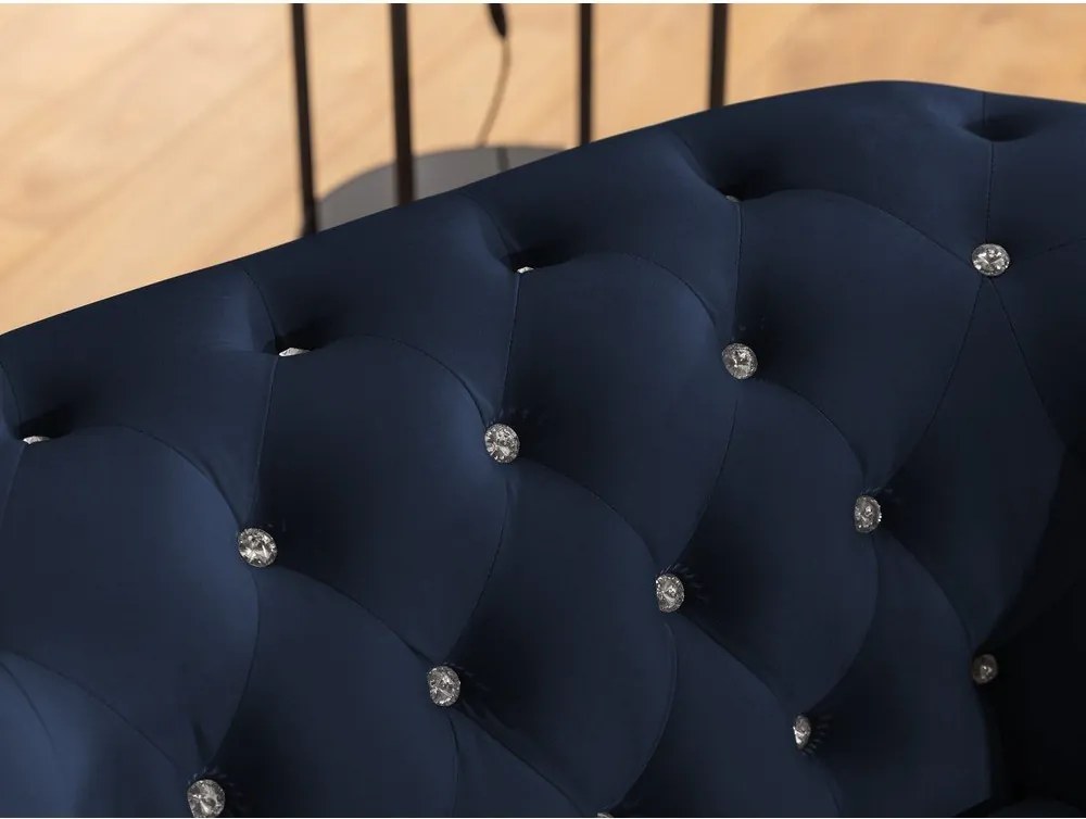 Colțar albastru extensibil cu tapițerie din catifea (cu colț pe partea stângă/în formă de ”L”) York Blik – Ropez