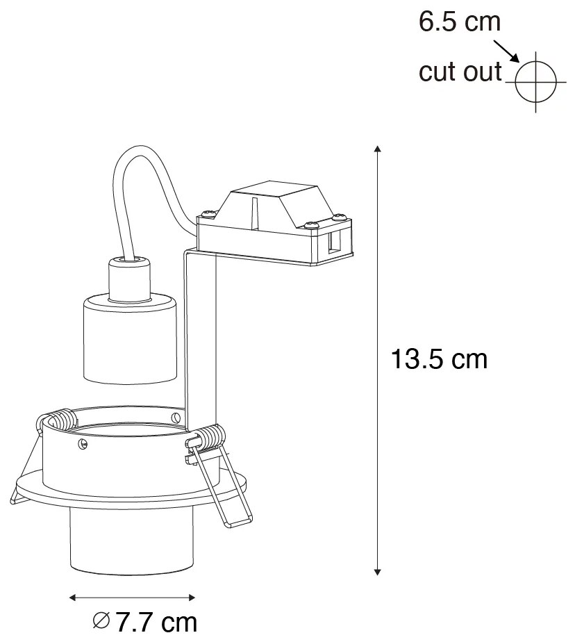 Set de 6 spoturi încastrate negre GU10 35mm rotunde înclinabile - Installa