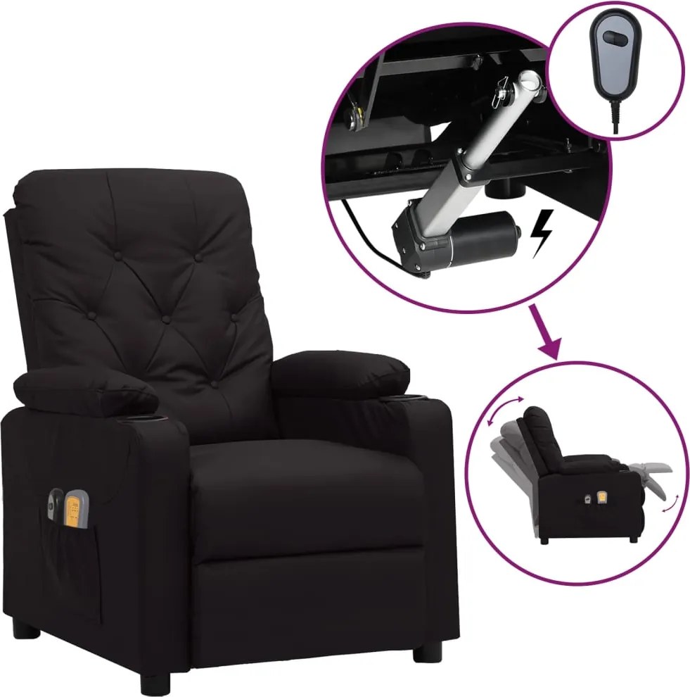 vidaXL Fotoliu de masaj electric, negru, piele ecologică
