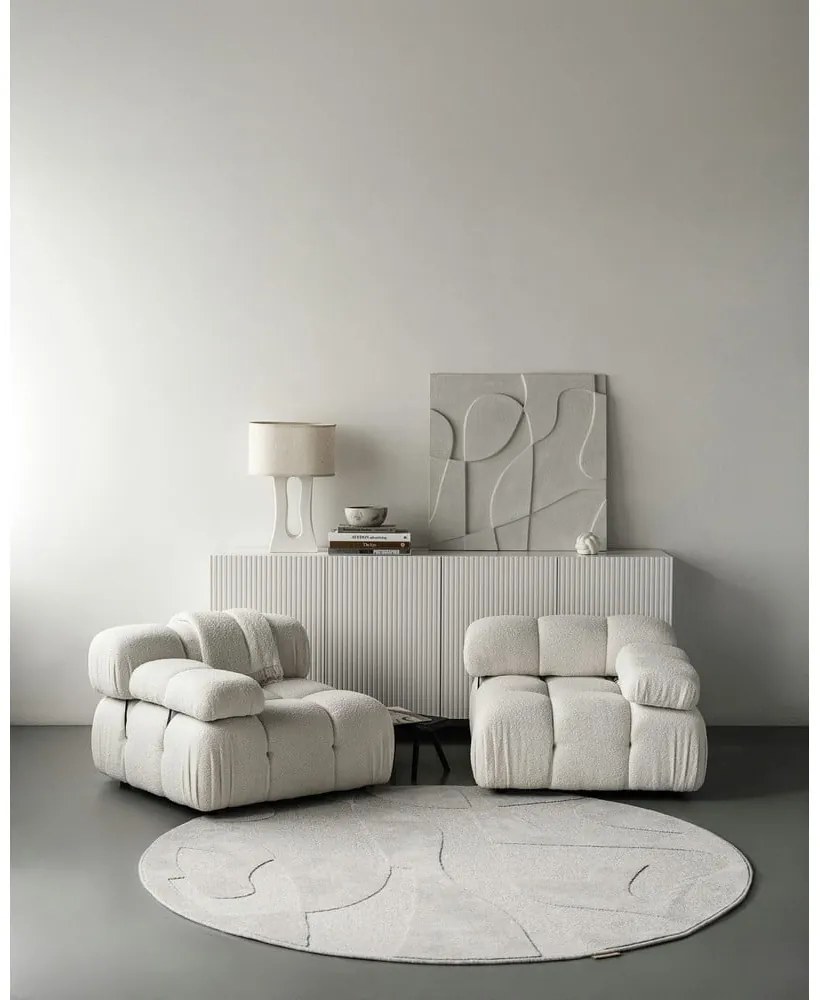 Covor gri deschis rotund din lână ø 200 cm Morphic Botanica – Agnella