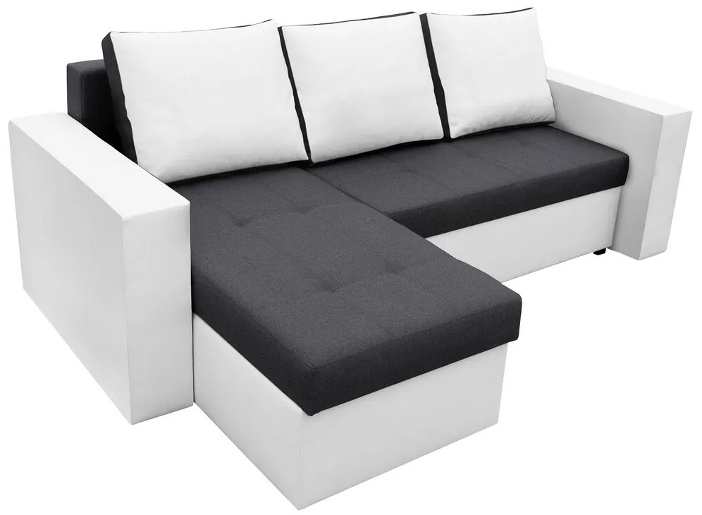 Coltar extensibil Toledo, 226x145x79 cm, 2 lazi depozitare, Reversibil, Alb/Antracit