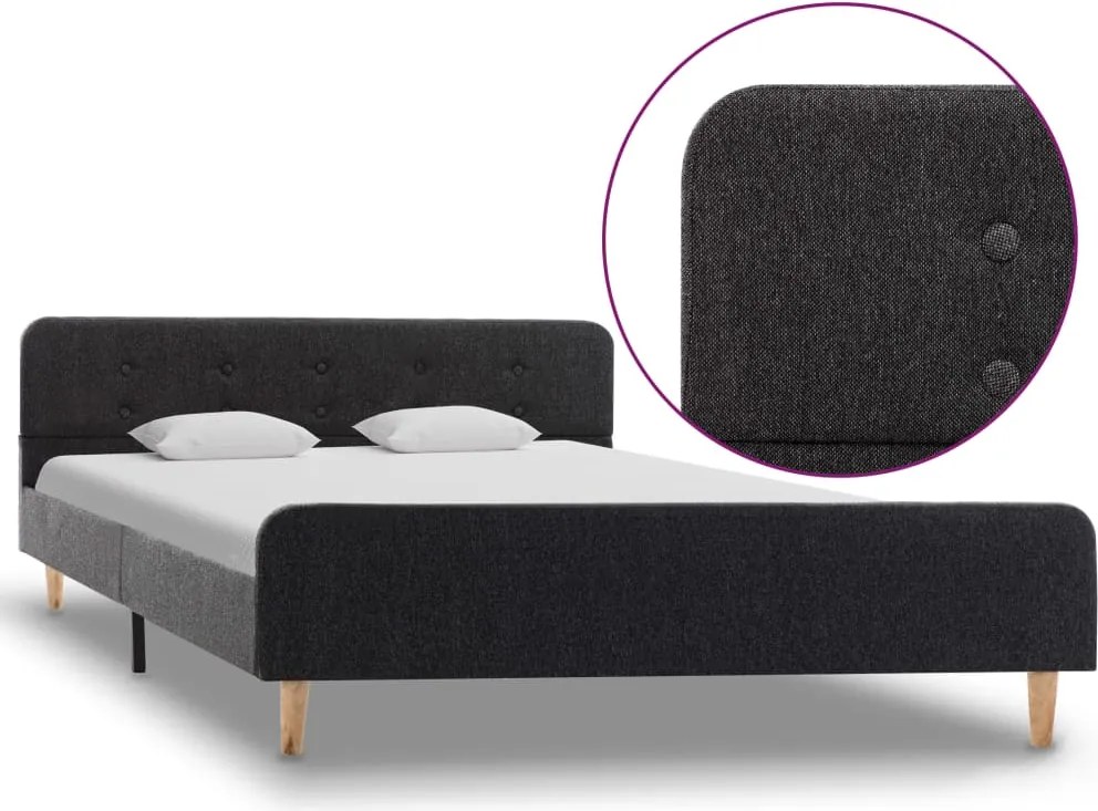 vidaXL Cadru de pat, gri închis, 140 x 200 cm, pânză de sac