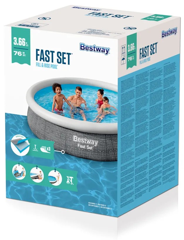 Piscină gonflabilă Bestway Fast Set,367 x 76 cm