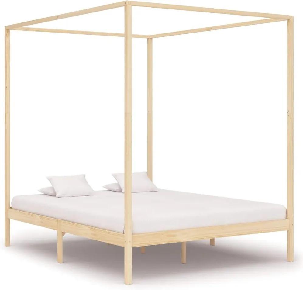 Cadru pat cu baldachin,180 x 200 cm, lemn masiv de pin