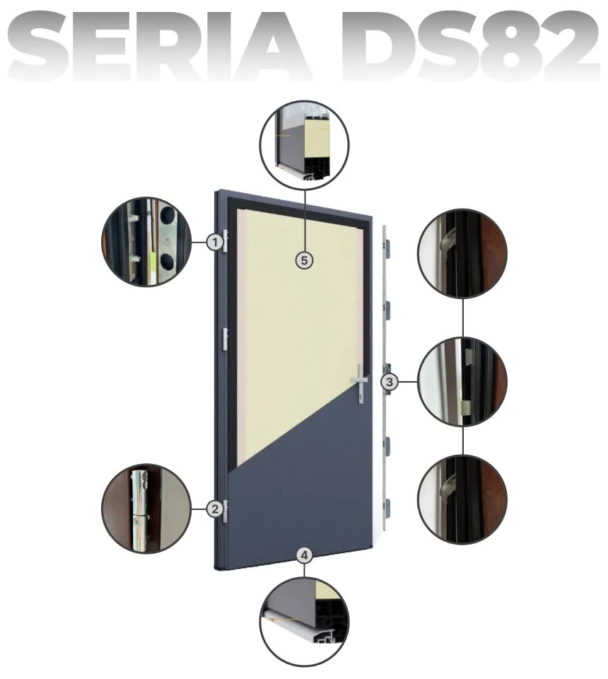 Usa Metalica din otel de intrare in casa Turenwerke DS82 Gri Antracit, DS82-05, Silver